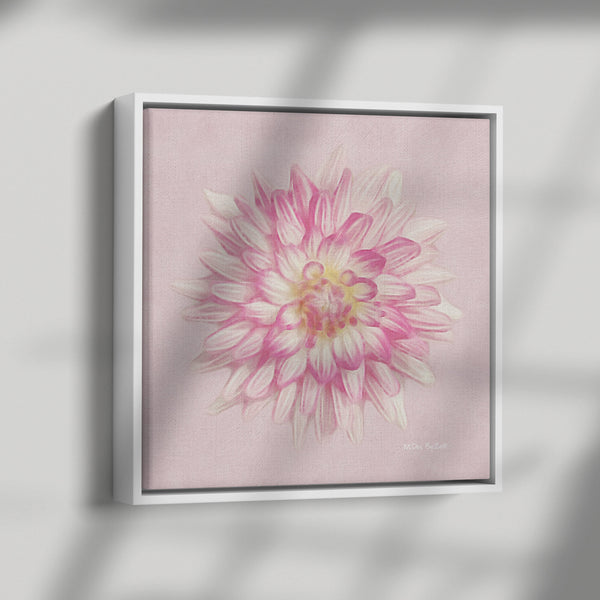 Pink Dahlia on Millennial Pink Giclee Print Wall Art on Floating Framed Canvas Fine Art Photography By:Zo® - By:Zo
