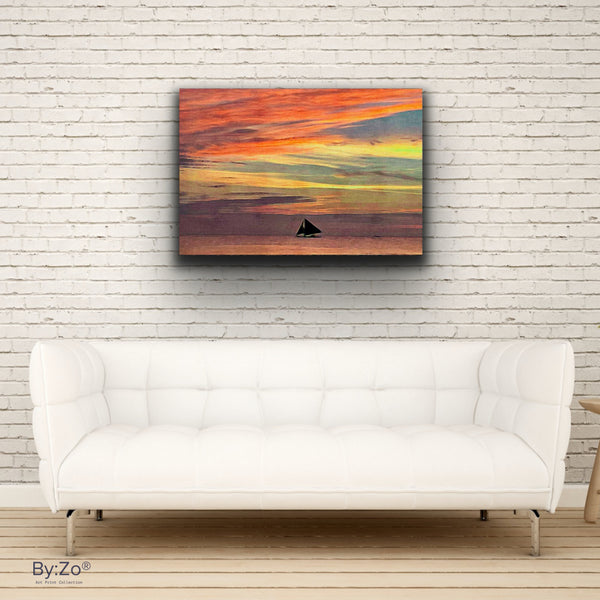 Sunset SAIL AWAY Boat Island in Canvas Print Fine-Art Photography  By:Zo® - By:Zo