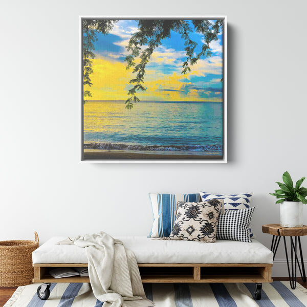 Sunrise In The Pacific Ocean in the Philippine Islands  on Floating Framed Canvas Fine-Art Photography By:Zo® - By:Zo